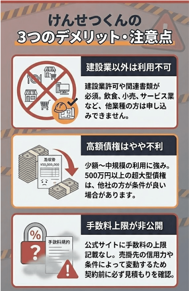 けんせつくんのデメリット