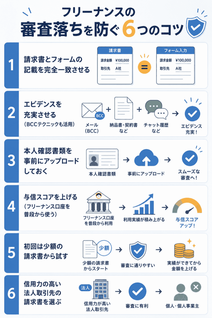 フリーナンスの審査落ちを防ぐ6つのコツ