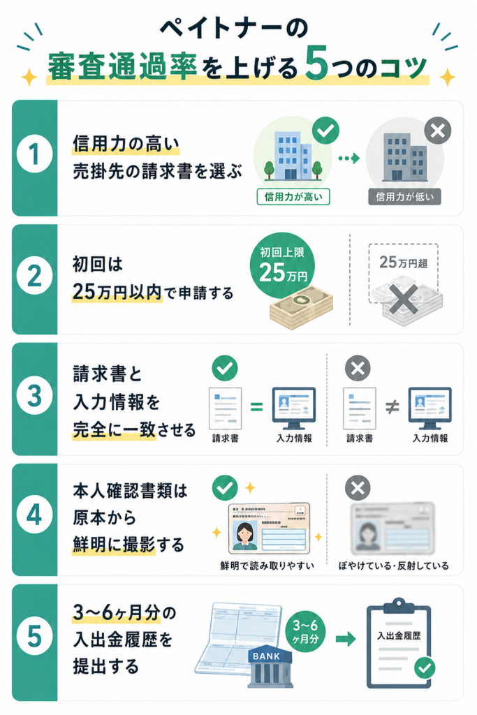 ペイトナーの審査通過率を上げる5つのコツ