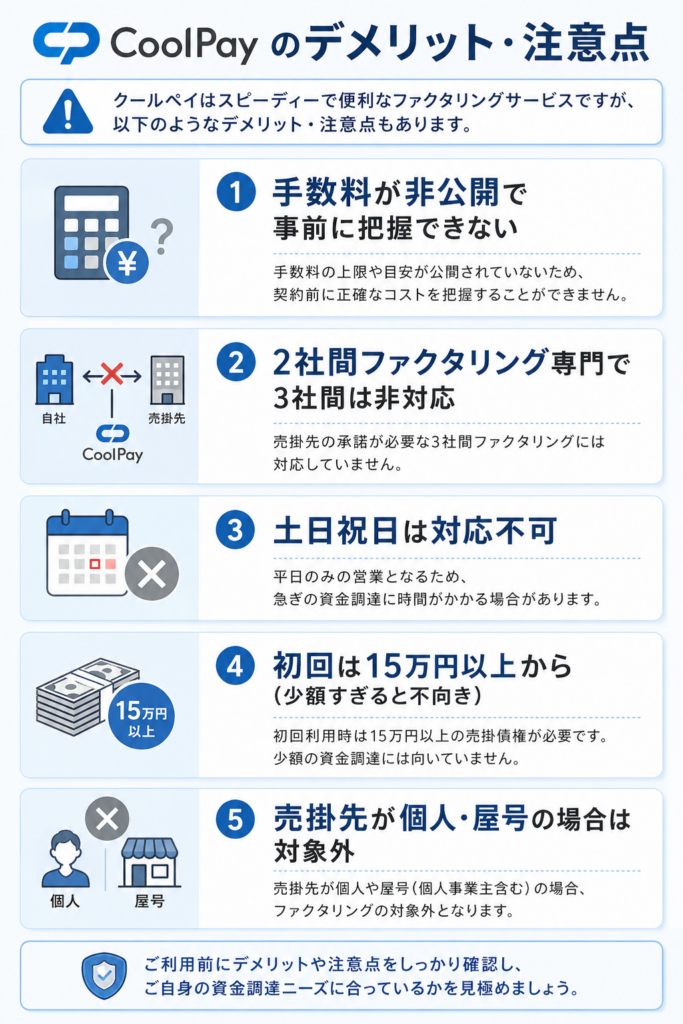 クールペイのデメリット・注意点