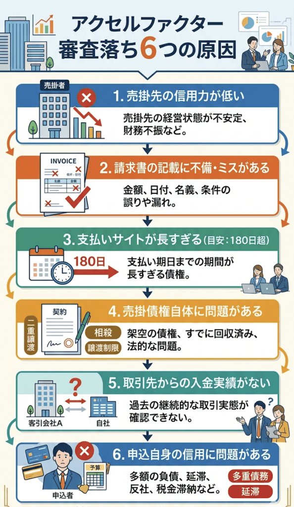 アクセルファクター　審査落ち　原因