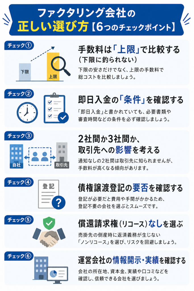 ファクタリング会社の正しい選び方【6つのチェックポイント】