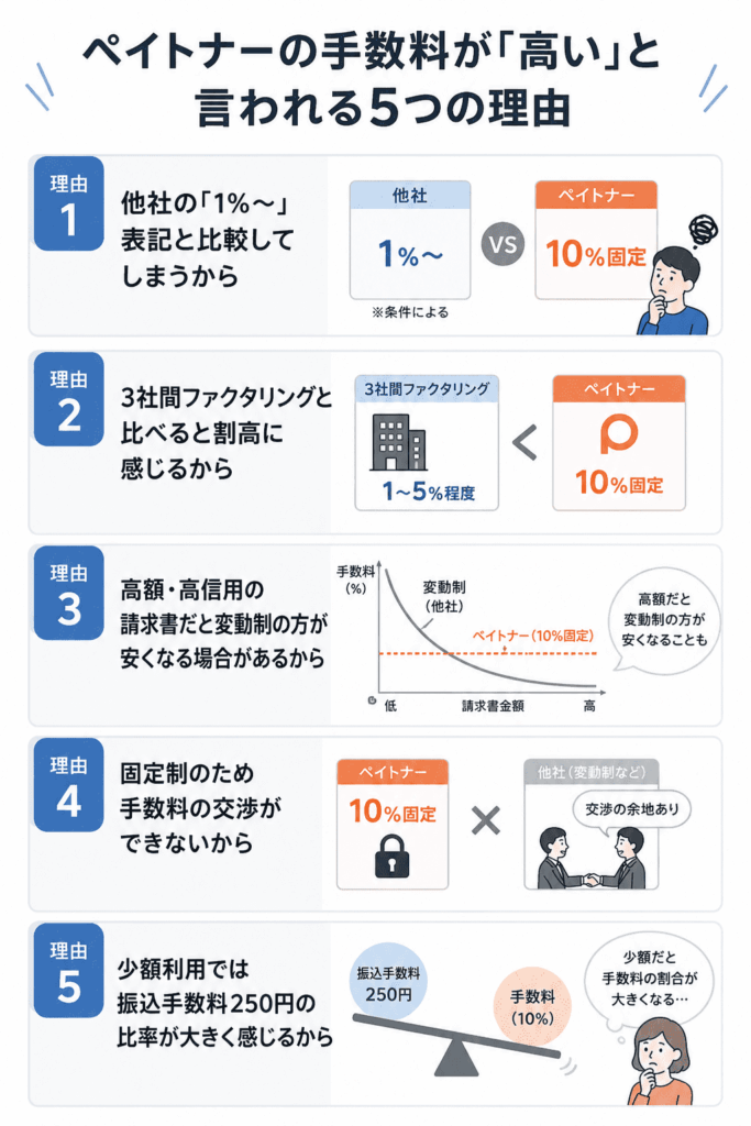 ペイトナーの手数料が「高い」と言われる5つの理由