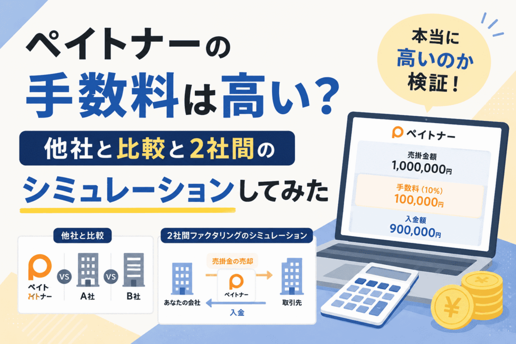 ペイトナーの手数料は高い？他社と比較と2社間のシミュレーションしてみた