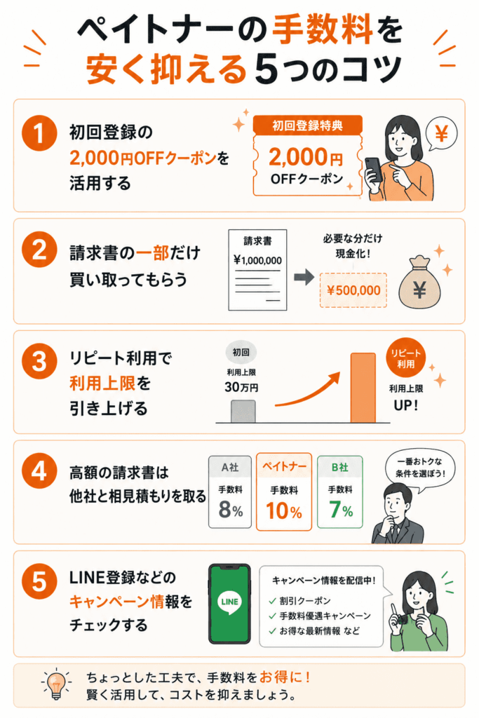 ペイトナーの手数料を安く抑えるコツ 図解