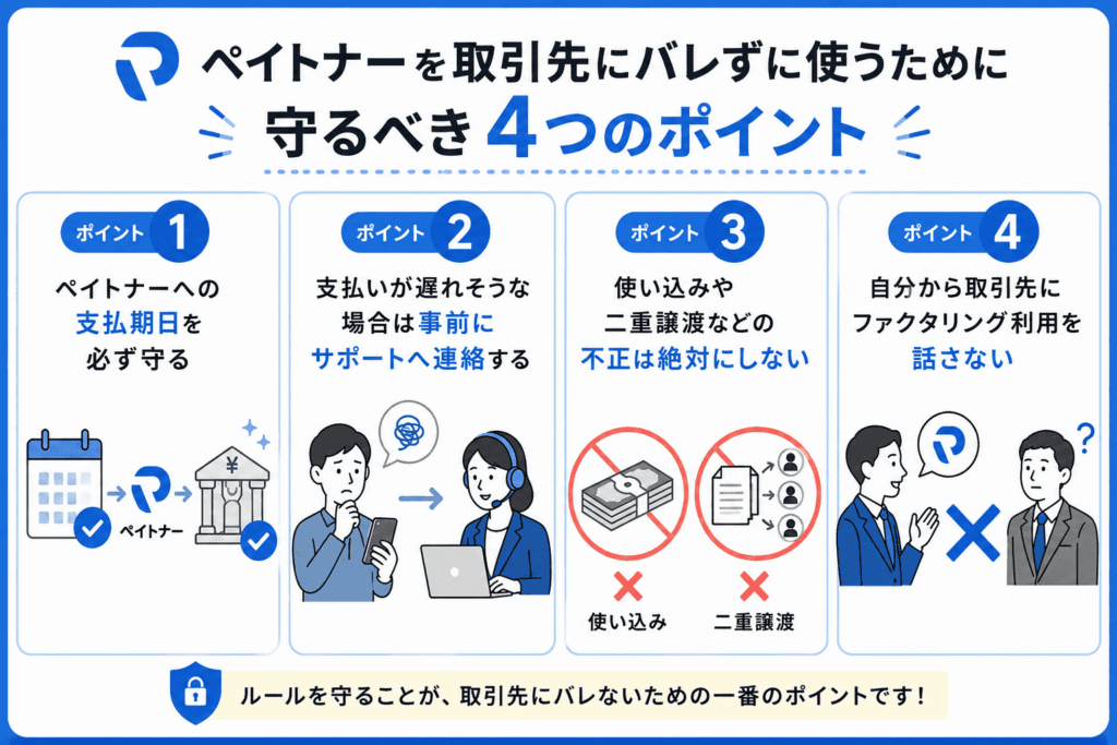 ペイトナーを取引先にバレずに使うために守るべき4つのポイント