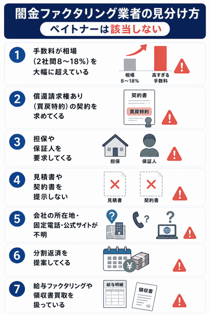 闇金ファクタリング業者の見分け方｜ペイトナーは該当しない